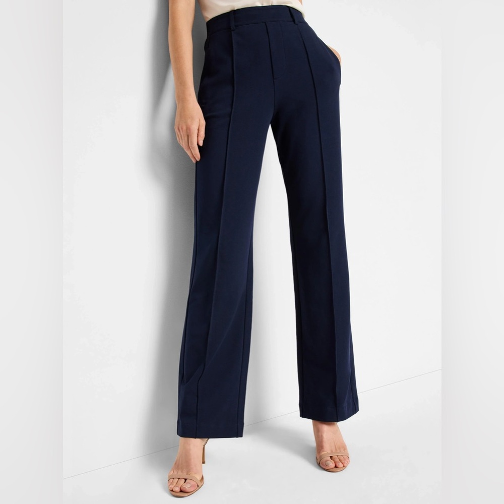 NWT NIC + ZOE Navy Knit Wide Leg Pleated Pant Size XS